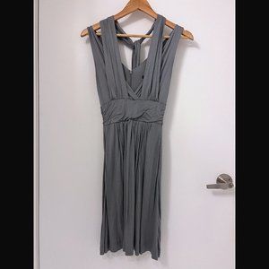 French Connection, drapey silver grey midi dress, tie waist, comfy n cute